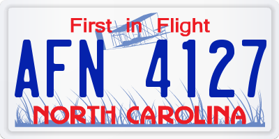 NC license plate AFN4127