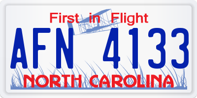 NC license plate AFN4133