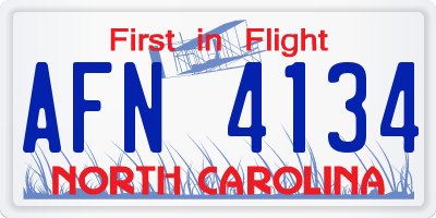 NC license plate AFN4134