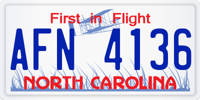 NC license plate AFN4136