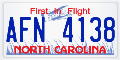 NC license plate AFN4138