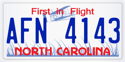 NC license plate AFN4143