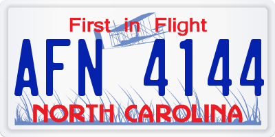 NC license plate AFN4144