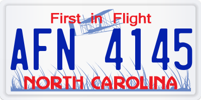 NC license plate AFN4145
