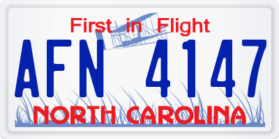 NC license plate AFN4147