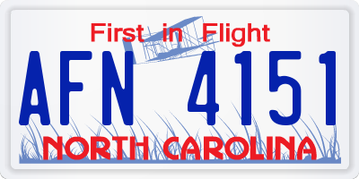 NC license plate AFN4151