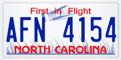 NC license plate AFN4154