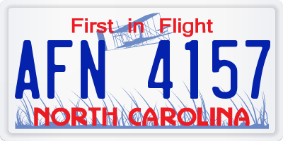 NC license plate AFN4157