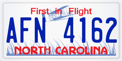 NC license plate AFN4162