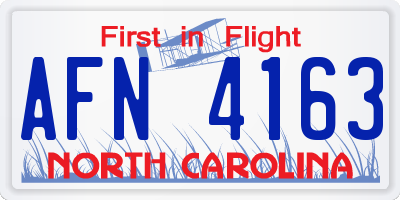 NC license plate AFN4163