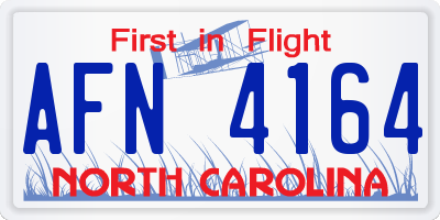 NC license plate AFN4164
