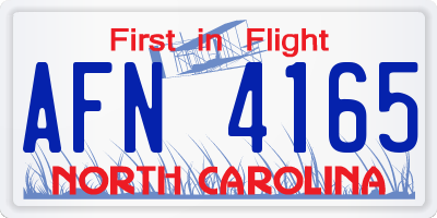 NC license plate AFN4165