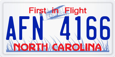 NC license plate AFN4166