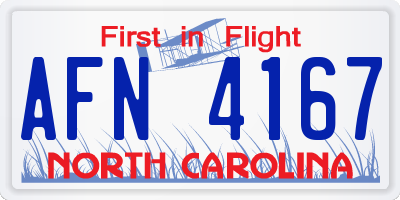 NC license plate AFN4167