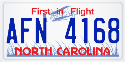 NC license plate AFN4168