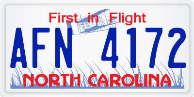 NC license plate AFN4172