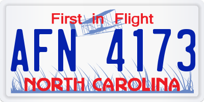 NC license plate AFN4173