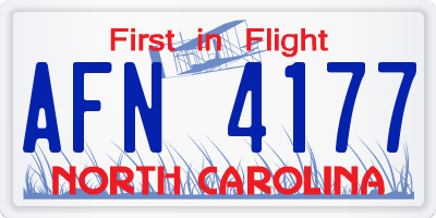 NC license plate AFN4177