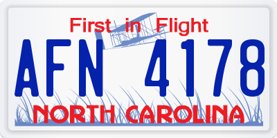 NC license plate AFN4178
