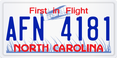 NC license plate AFN4181