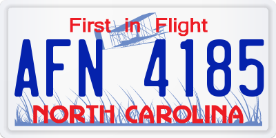 NC license plate AFN4185