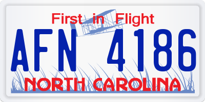 NC license plate AFN4186