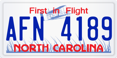 NC license plate AFN4189
