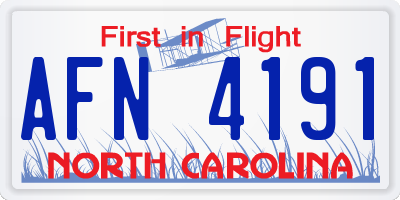 NC license plate AFN4191