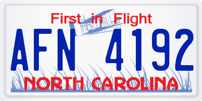 NC license plate AFN4192