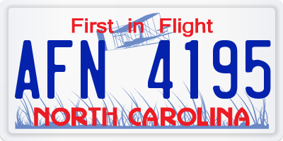 NC license plate AFN4195