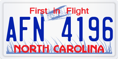 NC license plate AFN4196