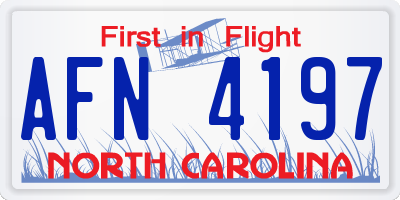 NC license plate AFN4197