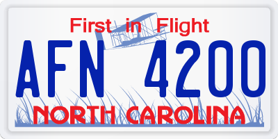 NC license plate AFN4200
