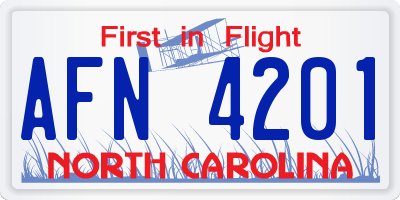 NC license plate AFN4201