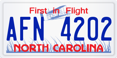 NC license plate AFN4202