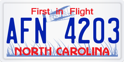 NC license plate AFN4203