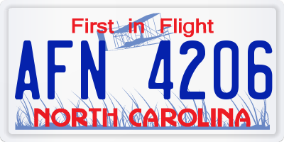 NC license plate AFN4206