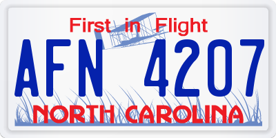 NC license plate AFN4207