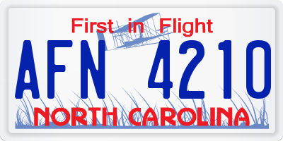 NC license plate AFN4210