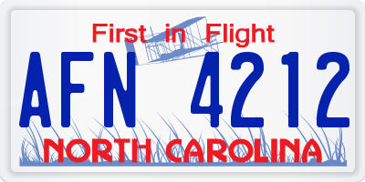NC license plate AFN4212