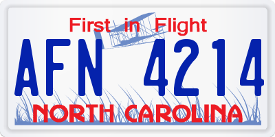 NC license plate AFN4214