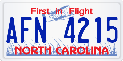 NC license plate AFN4215