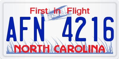 NC license plate AFN4216