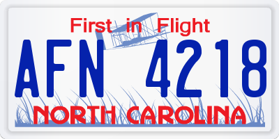 NC license plate AFN4218