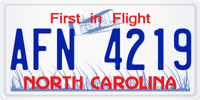 NC license plate AFN4219