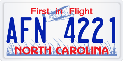 NC license plate AFN4221
