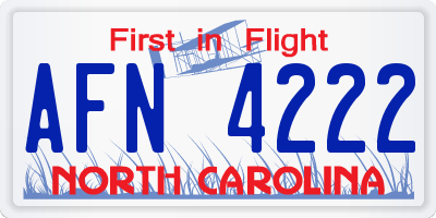 NC license plate AFN4222
