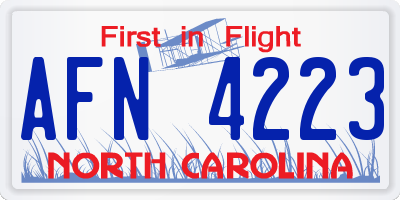 NC license plate AFN4223