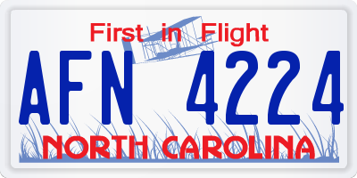 NC license plate AFN4224