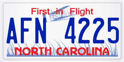 NC license plate AFN4225